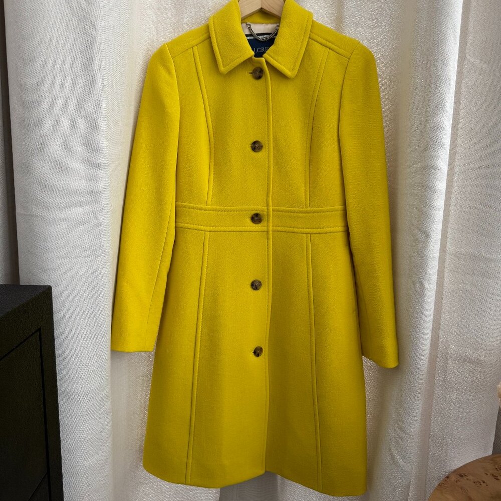 J. Crew Classic Lady Day Coat Italian Wool with Thinsulate in Yellow Size 2